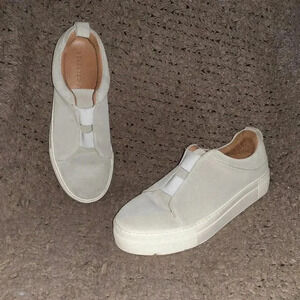 SELECTED/FEMME-Light Gray Suede Flatforms-Elastic Vamp-Sz 9-Excellent